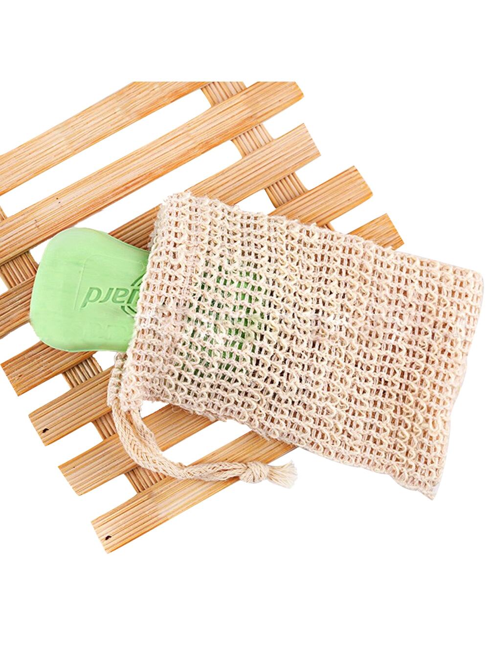 Natural Hemp Sisal 4 Pack Mesh Soap Pouch Bag Exfoliating Body Bath Shower ~ NEW